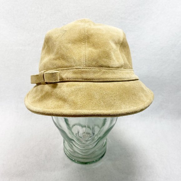 Eric Javits Tan Leather Suede Newsboy Cap OS main image 10